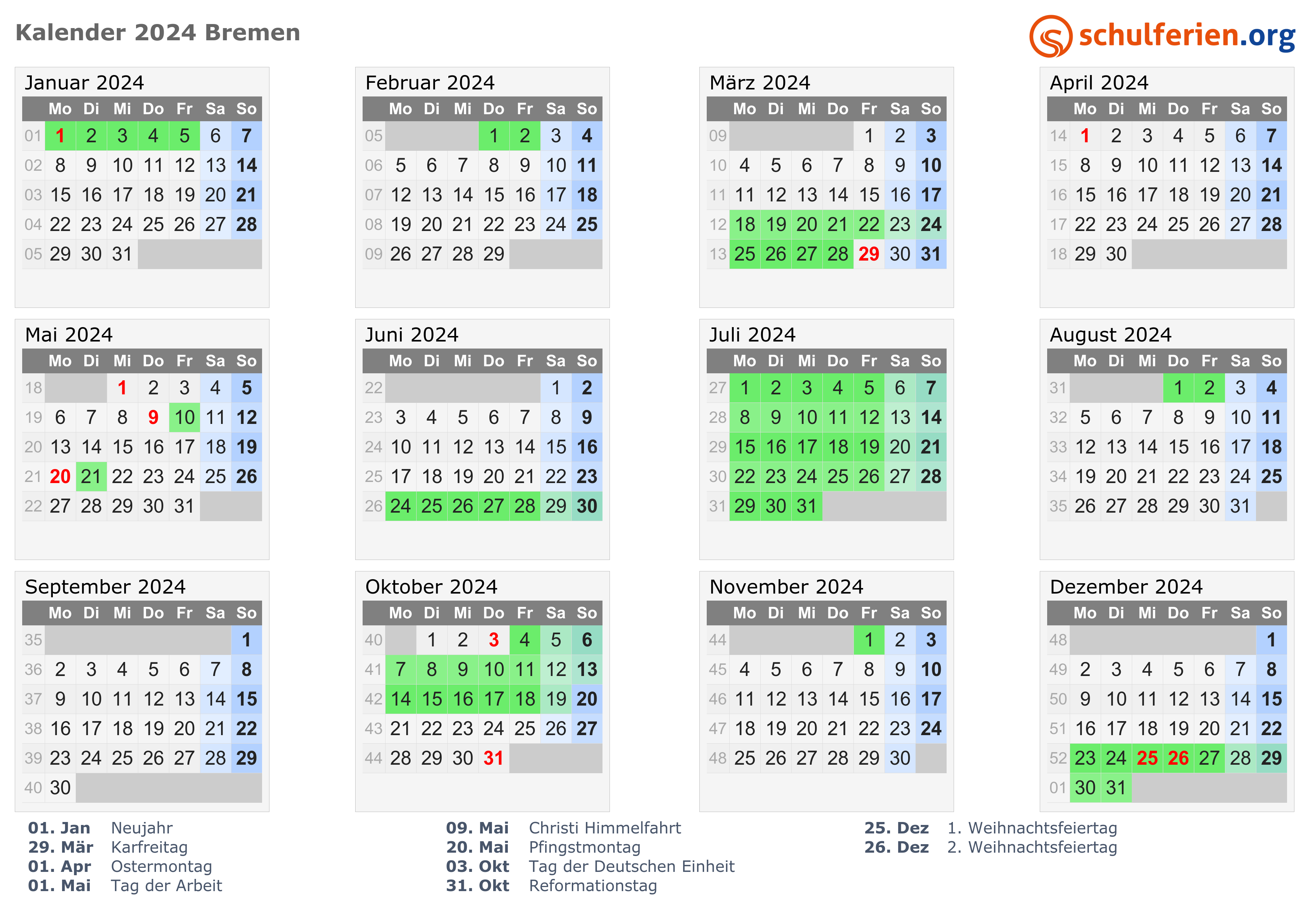 kalender 2024 bremen