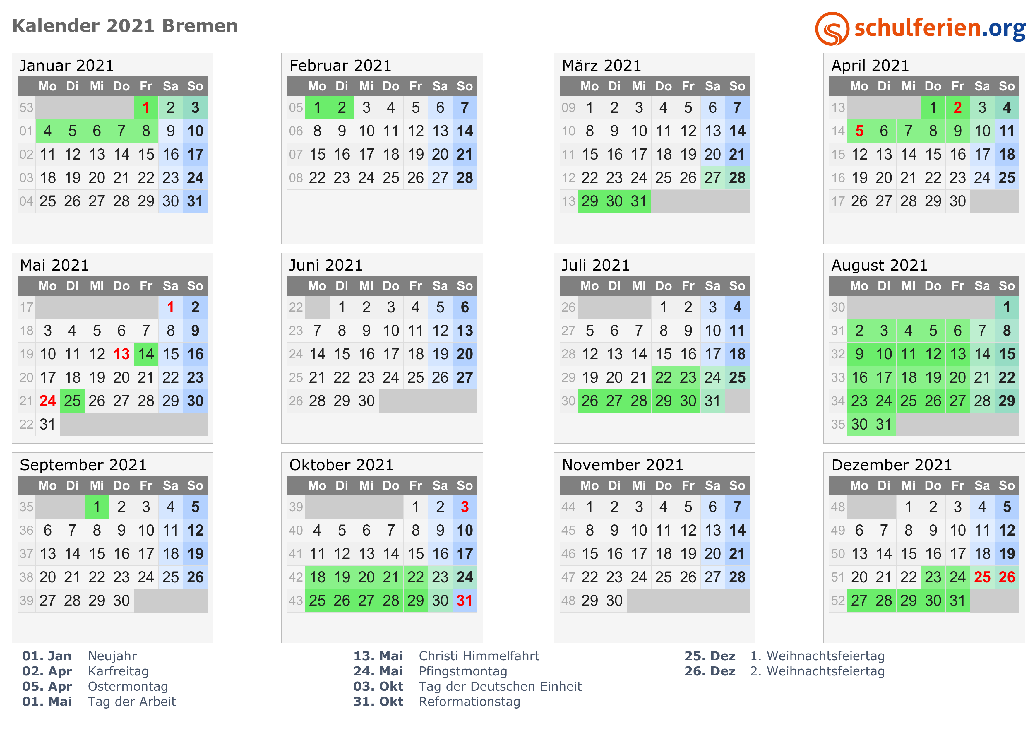 kalender 2021 bremen quer