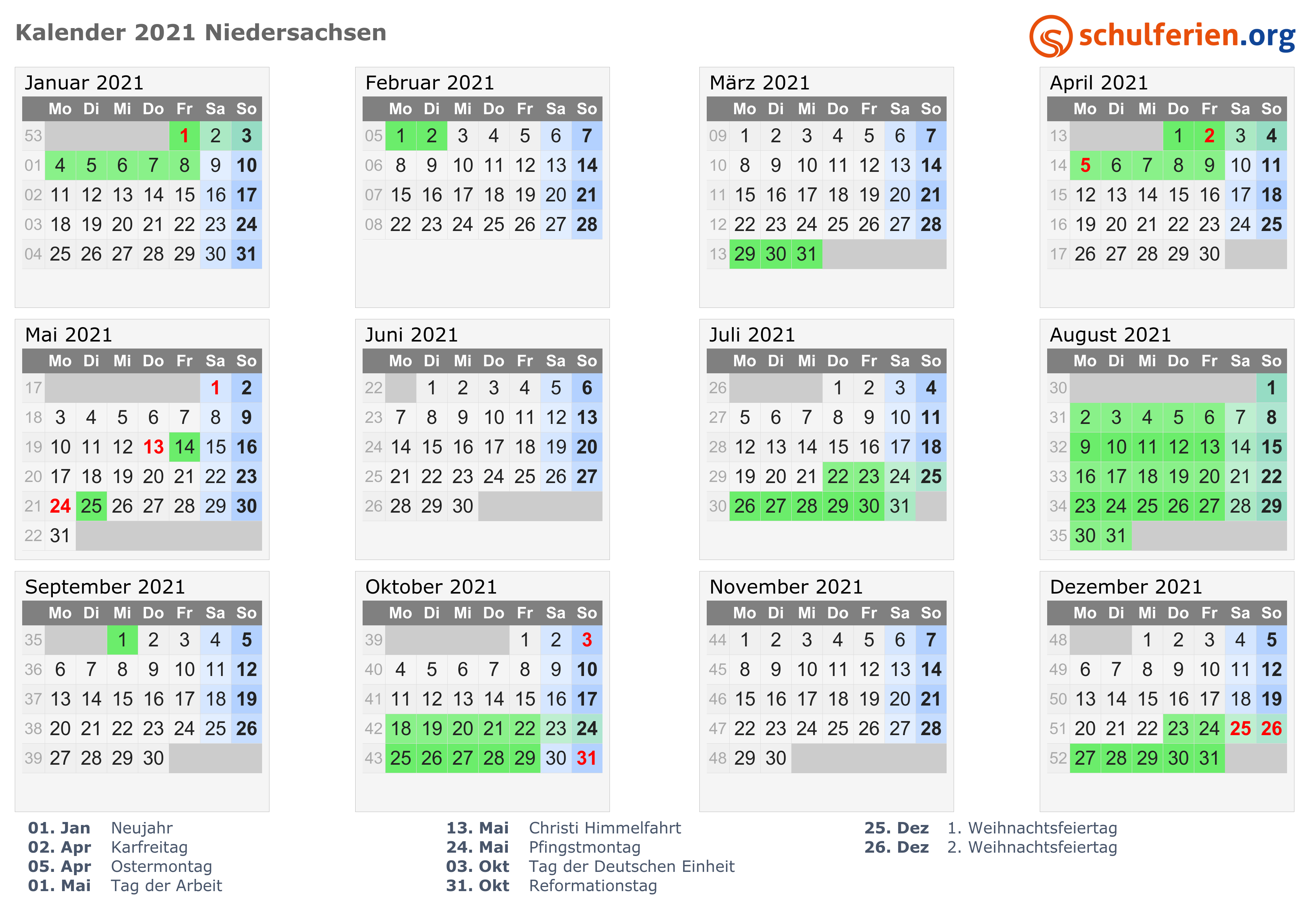 kalender 2021 niedersachsen quer